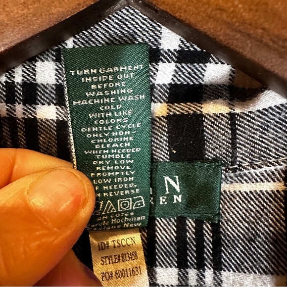 Lauren Ralph Lauren Plaid Flannel Pajama Button Down Top Women’s Size L Sleep - Picture 7 of 10